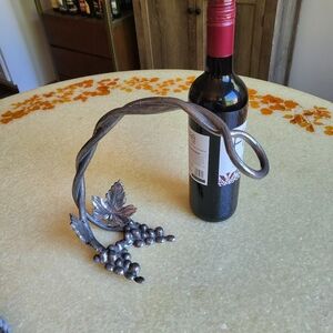 Vintage Etain Pewter Grapevine Wine Bottle Holder Jean Goardère